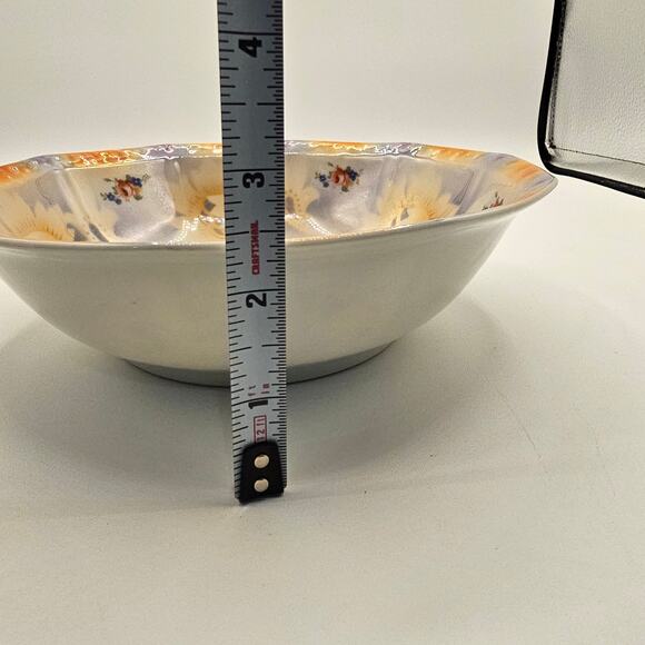 Vintage Bavarian Lusterware Floral Serving Bowl Iridescent Decorative Dish - Picture 6 of 7